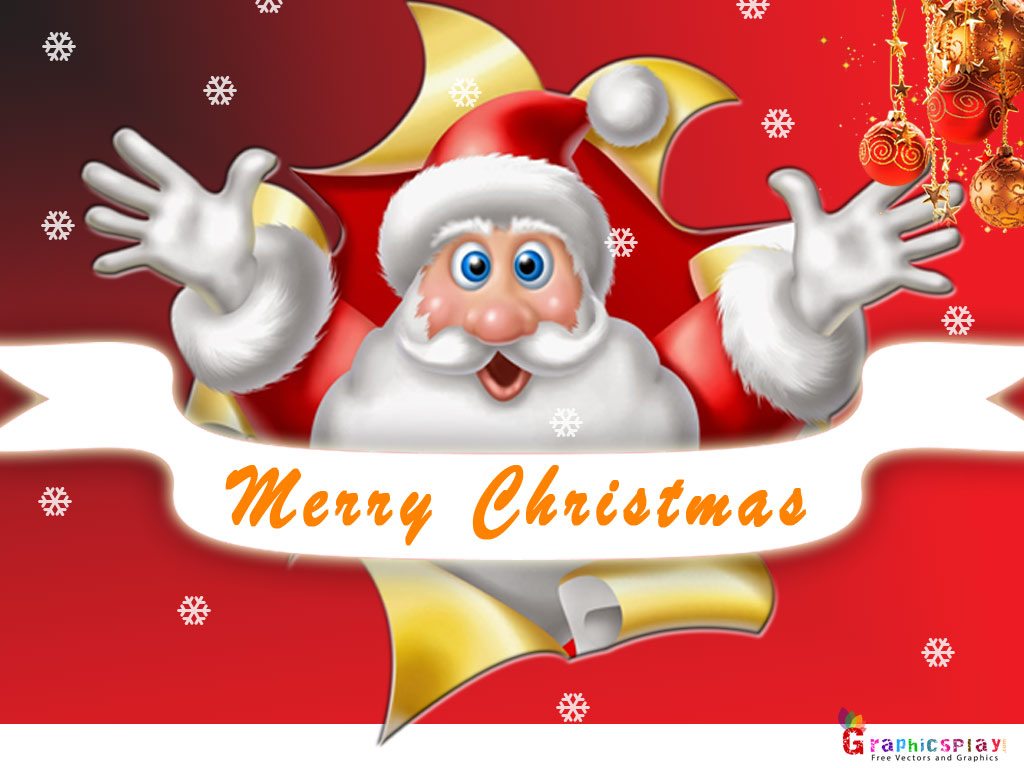 Christmas Greeting With Santa JPG and PSD 1