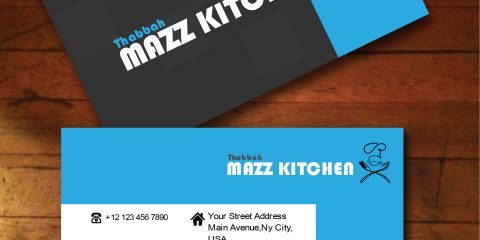 Black and Blue Business Card Vector for Food and Catering 32