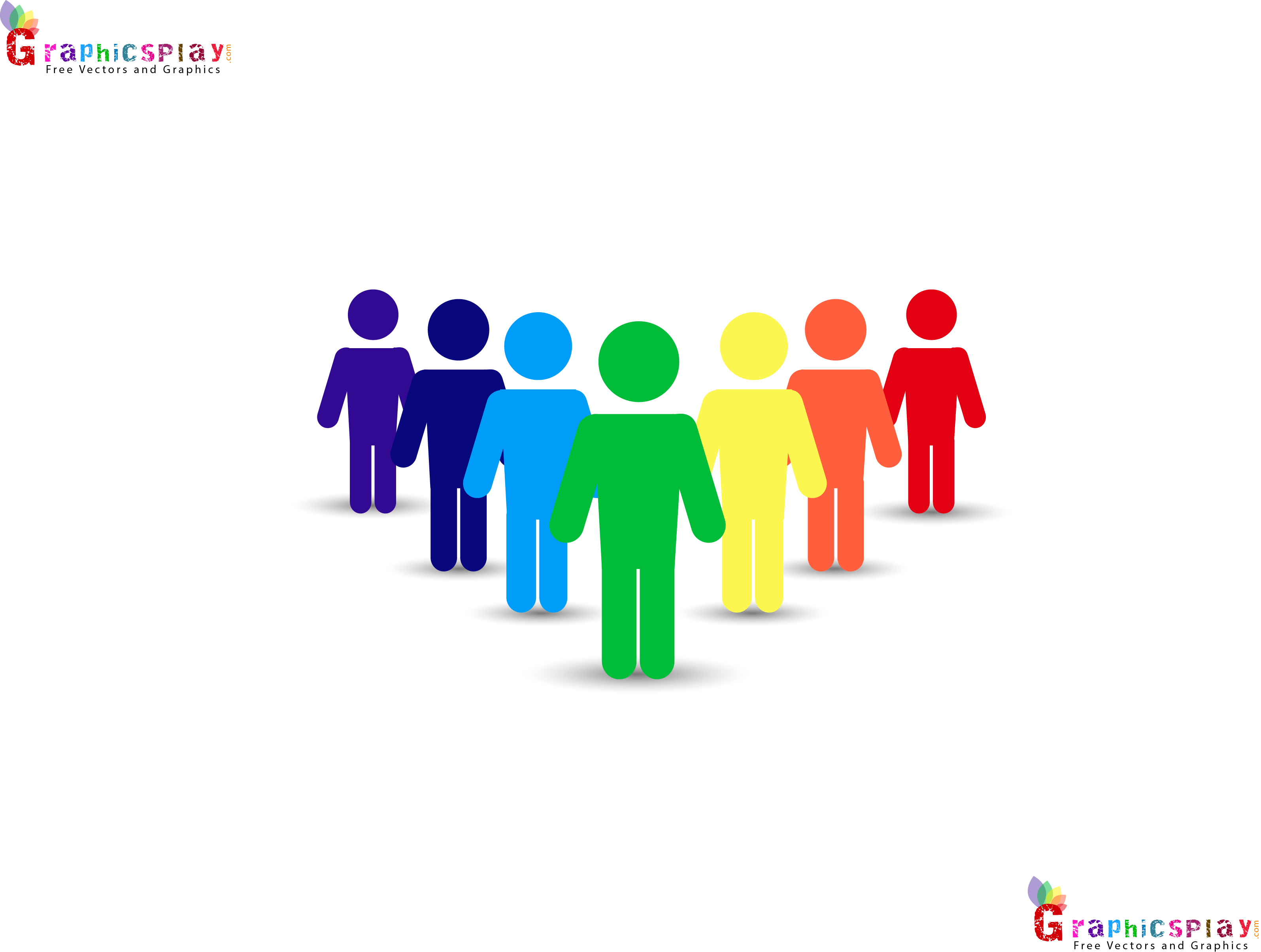 Colorful Standing Men PNG and Vector 1