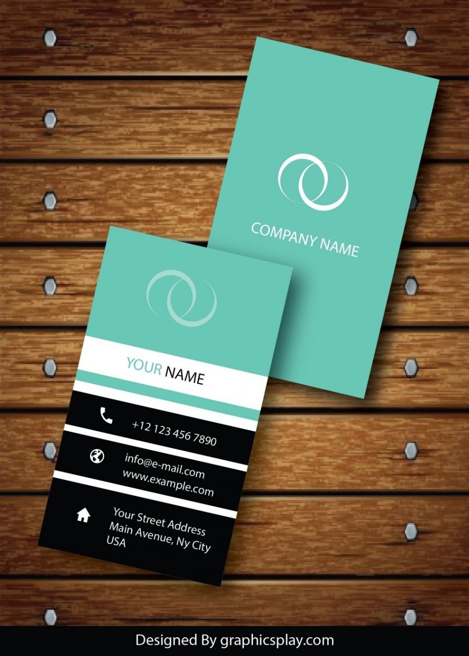 Vertical Business Card Design Vector Template - ID 1736 1