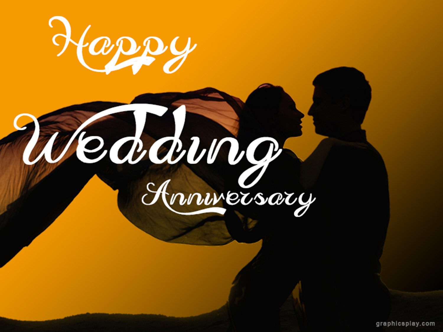 Happy Wedding  Anniversary  Greeting with Couple GraphicsPlay