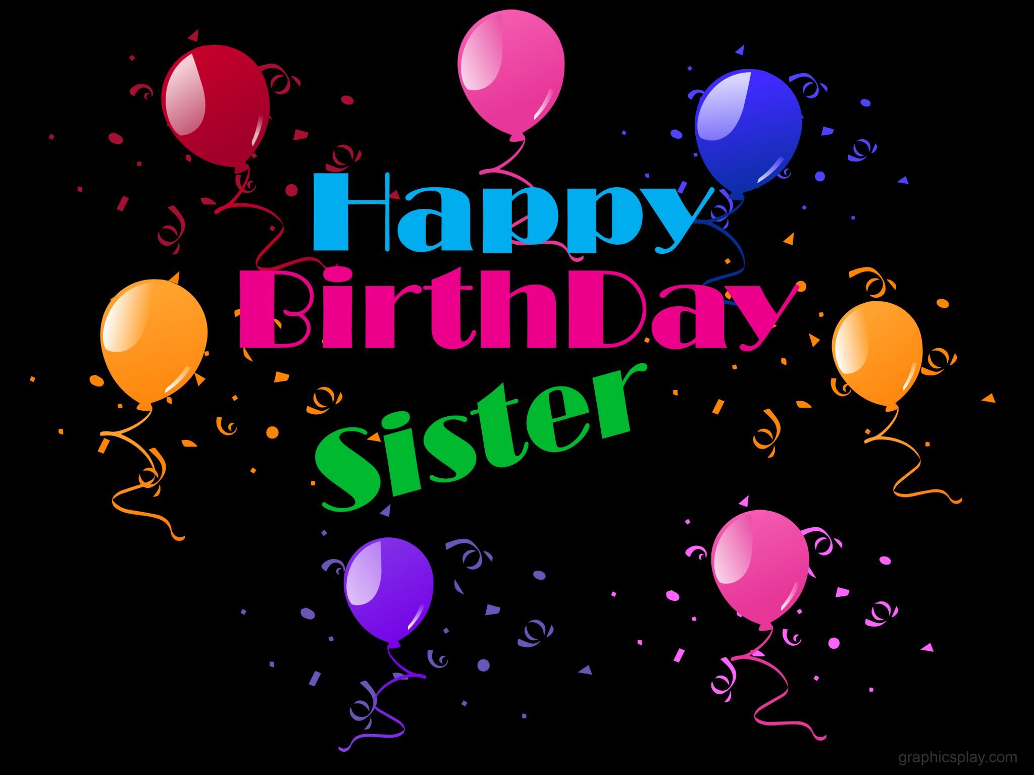 Happy Birthday Sister Beautiful Greeting GraphicsPlay